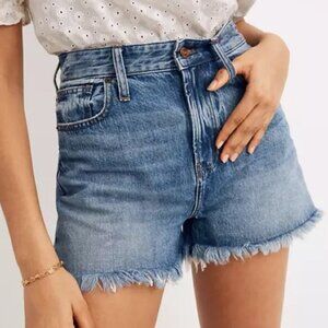 Madewell Women's The Perfect Jean Shorts Blue Raw Hem Granola‎ Girl Festival 26